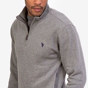 U.S. Polo Assn. Gray Zip-Up Quarter Zip Sweater Pullover